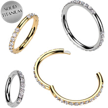 将图片加载到图库查看器,Implant Grade Titanium Forward CZ Double Sided Hoop Segment Ring