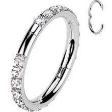 将图片加载到图库查看器,Implant Grade Titanium Forward CZ Double Sided Hoop Segment Ring
