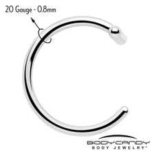 Load image into Gallery viewer, 20G Bar Implant Grade Titanium Open Hoop Earrings