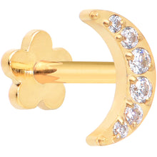 将图片加载到图库查看器,Titanium Flat Back Earring Gem Crescent Moon - 18G Threadless Reversible