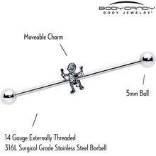 Load image into Gallery viewer, 14G Two Tone Halloween Mummy Industrial Barbell 38mm