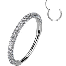 Load image into Gallery viewer, 20G Implant Grade Titanium Triple Sided Micro Gem Hinged Nose Hoop