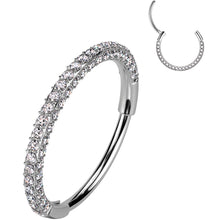 Load image into Gallery viewer, 18G Implant Grade Titanium Triple Sided Micro Gem Hinged Nose Hoop