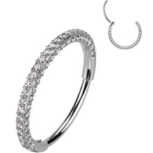 Load image into Gallery viewer, 18G Implant Grade Titanium Triple Sided Micro Gem Hinged Nose Hoop
