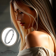 Load image into Gallery viewer, 18G Implant Grade Titanium Triple Sided Micro Gem Hinged Nose Hoop