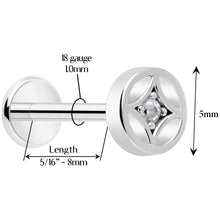 Load image into Gallery viewer, 18G 5/16 CZ Gem Star Threadless Push In Labret Monroe Tragus