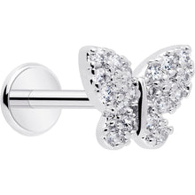 Load image into Gallery viewer, 18G 5/16 CZ Gem Butterfly Paved Threadless Push In Labret Tragus