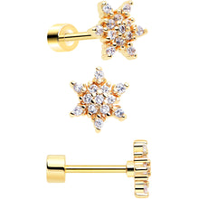 Load image into Gallery viewer, Clear Gem Gold Tone Stocking Christmas Gift Flat Back Earring Set of 6