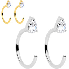 Load image into Gallery viewer, 20G Implant Grade Titanium Triangle Gem Open Hoop Earrings