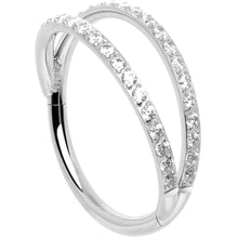 Load image into Gallery viewer, Micro Gem Titanium Hinged Double Nose Hoop