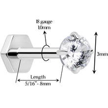 将图片加载到图库查看器,18G 5/16 CZ Implant Grade Titanium Reversible Threadless Flatback