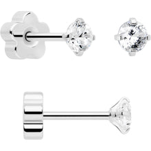 将图片加载到图库查看器,20G Clear CZ Gem Reversible Flower Flat Back Earring Set of 6