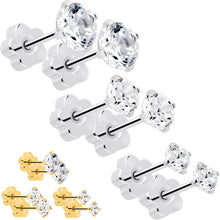 将图片加载到图库查看器,20G Clear CZ Gem Reversible Flower Flat Back Earring Set of 6