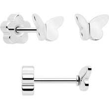 Load image into Gallery viewer, 20G Bar Disc Butterfly Reversible Flower Flat Back Earring Set of 6