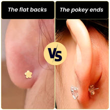 将图片加载到图库查看器,18G 1/4 Clear Gem Gold PVD Implant Grade Titanium Leaves Threadless Flatback Earring