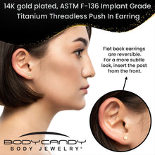 将图片加载到图库查看器,18G 1/4 Clear Gem Gold PVD Implant Grade Titanium Leaves Threadless Flatback Earring