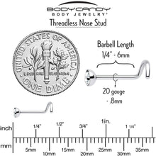 Load image into Gallery viewer, 20G 3mm CZ Bezel Set Push-In Threadless Nose Screw Nose Ring