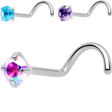 将图片加载到图库查看器,20G 3mm CZ Prong Set Push-In Threadless Nose Screw Nose Ring