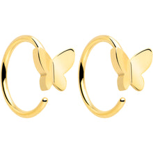Load image into Gallery viewer, 20G Gold Tone Implant Grade Titanium Butterfly Open Hoop Earring Set