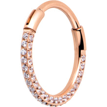 Load image into Gallery viewer, 20G Rose Gold PVD Implant Grade Titanium Triple Sided Micro Gem Hinged Nose Hoop
