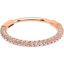 Load image into Gallery viewer, 20G Rose Gold PVD Implant Grade Titanium Triple Sided Micro Gem Hinged Nose Hoop