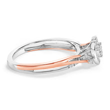 Load image into Gallery viewer, 14K Rose Gold Plated Sterling Silver 1/10 Cttw Diamond Heart Motif Ring