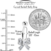 Load image into Gallery viewer, Cubic Zirconia Heart Bow Belly Ring