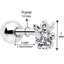 Load image into Gallery viewer, 16G 1/4 Clear CZ Gem Fabulous Angel Cartilage Tragus Earring