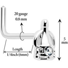 将图片加载到图库查看器,20G 7mm Clear Gem Champagne Dreams L Shape Nose Ring