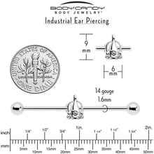 Load image into Gallery viewer, 14G Clear Gem Champagne Dreams Industrial Barbell 38mm