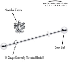 Load image into Gallery viewer, 14G Clear CZ Gem Fabulous Angel Industrial Barbell 38mm