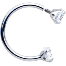 将图片加载到图库查看器,Double Gem Titanium Horseshoe Nose Ring - Internally Threaded Solid Titanium CZ Horseshoe Nose Hoop