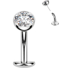 将图片加载到图库查看器,CZ Bezel Gem Titanium Threadless Floating Belly Ring