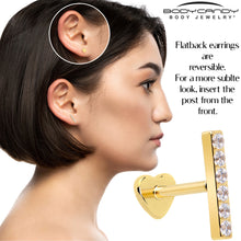 将图片加载到图库查看器,18G 1/4 Clear Gem Gold Plated Implant Grade Titanium Threadless Bar Flatback Stud