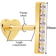 将图片加载到图库查看器,18G 1/4 Clear Gem Gold Plated Implant Grade Titanium Threadless Bar Flatback Stud