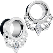 Load image into Gallery viewer, Clear Gem Drop Filigree Single Flare Tunnel Plug Set 6mm to 16mm