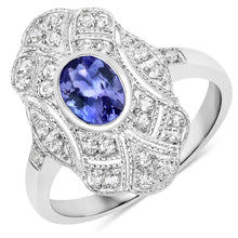 Load image into Gallery viewer, 1.17 Carat Genuine Tanzanite and White Topaz .925 Sterling Silver Ring