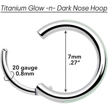 Load image into Gallery viewer, 20G Implant Grade Titanium Glow in the Dark Hinged Segment Nose Hoop