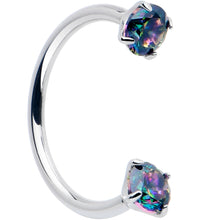 将图片加载到图库查看器,Double Gem Titanium Horseshoe Nose Ring - Internally Threaded Solid Titanium CZ Horseshoe Nose Hoop