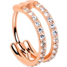 Load image into Gallery viewer, 20G Double Row Micro Gem Implant Grade Titanium Hinged Double Hoop Nose Ring
