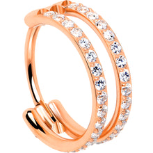 Load image into Gallery viewer, 20G Double Row Micro Gem Implant Grade Titanium Hinged Double Hoop Nose Ring