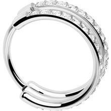 Load image into Gallery viewer, 20G Double Row Micro Gem Implant Grade Titanium Hinged Double Hoop Nose Ring