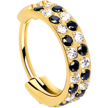 Load image into Gallery viewer, 20G CZ Double Row Checkerboard Implant Grade Titanium Nose Hoop