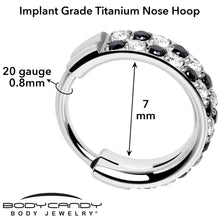 Load image into Gallery viewer, 20G CZ Double Row Checkerboard Implant Grade Titanium Nose Hoop