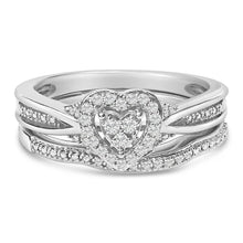 Load image into Gallery viewer, Sterling Silver 1/5 Cttw Diamond Heart Motif Bridal Set