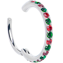 将图片加载到图库查看器,20G Micro Gem Titanium Hinged Nose Hoop - Christmas Nose Ring