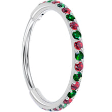 将图片加载到图库查看器,20G Micro Gem Titanium Hinged Nose Hoop - Christmas Nose Ring