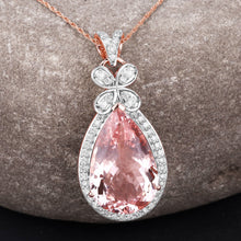 Load image into Gallery viewer, 8.14 Carat Genuine Morganite and White Diamond 14K Rose Gold Pendant
