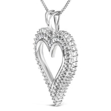 将图片加载到图库查看器,.925 Sterling Silver 1.00 Cttw Lab-Grown Diamond Open Heart Pendant Necklace (F-G Color, VS1-VS2 Clarity) - 18" Inches