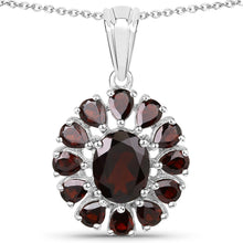 Load image into Gallery viewer, 13.82 Carat Genuine Garnet and White Topaz .925 Sterling Silver 3 Piece Jewelry Set (Ring, Earrings, and Pendant w/ Chain)